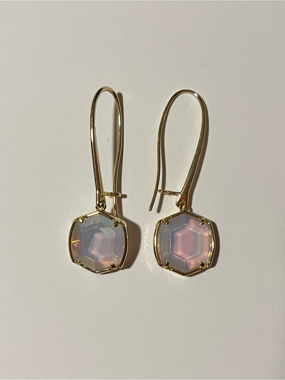 Kendra Scott Gold Earrings with Pink/Bluw Opalescent Stones